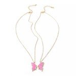 1 Pair Butterfly Friendship Pendant Necklace