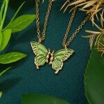 1 Pair Butterfly Friendship Pendant Necklace
