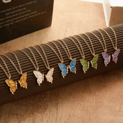 1 Pair Butterfly Friendship Pendant Necklace
