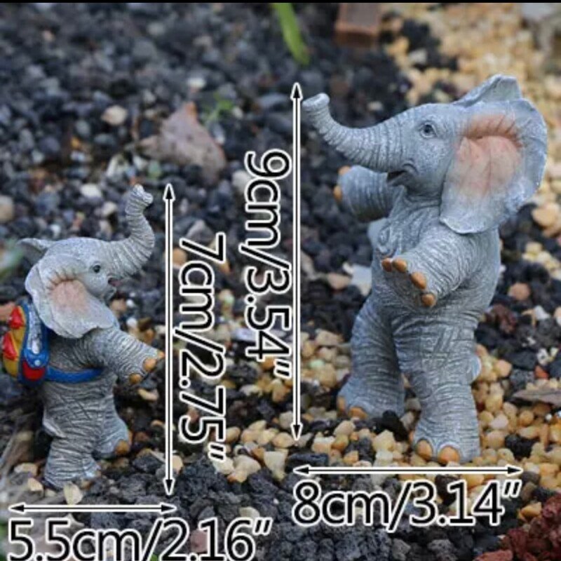 Miniature Elephant Figurines Son & Mother