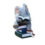 Miniature Elephant Figurine Reading Books