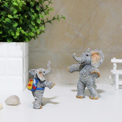 Miniature Elephant Figurines Son & Mother