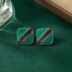 Elegant Square Green Earstuds