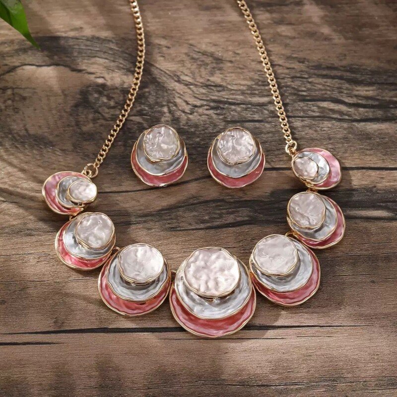 Multi-layered Round Geometric Necklace
