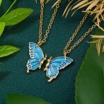 1 Pair Butterfly Friendship Pendant Necklace