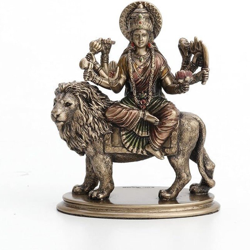 Bronze Devi Durga Sitting on Lion