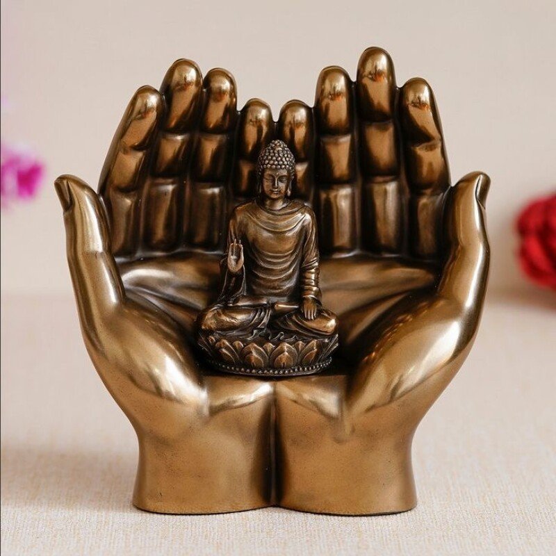 Double Palm Buddha Idol