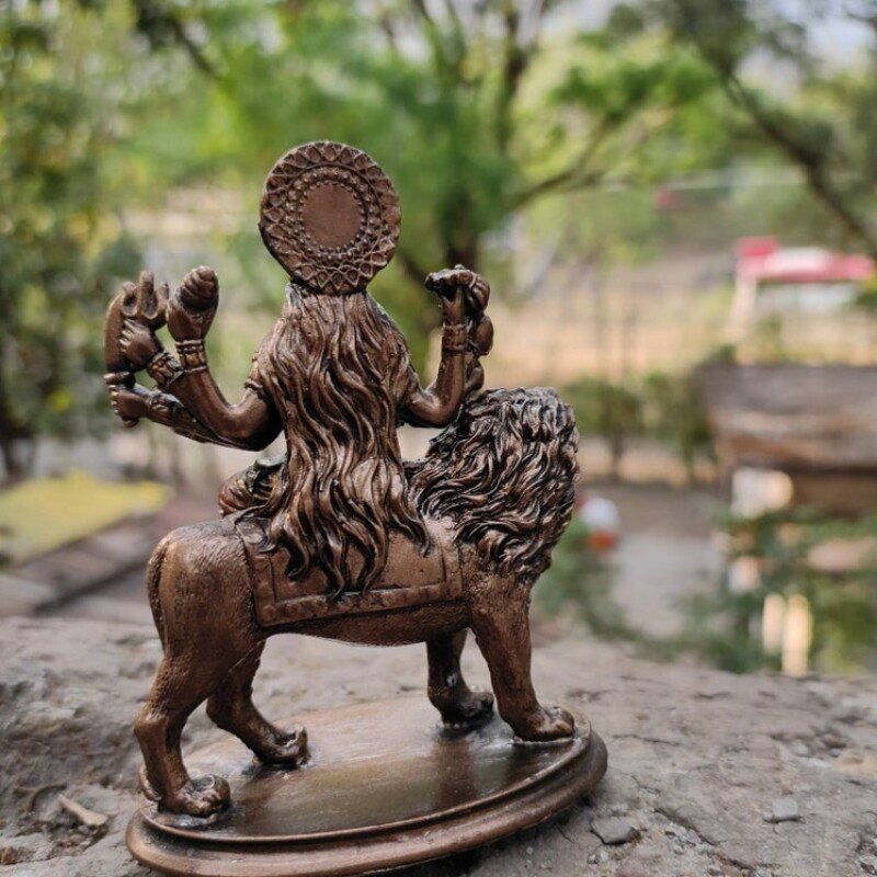 Bronze Devi Durga Sitting on Lion