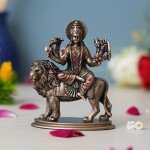 Bronze Devi Durga Sitting on Lion