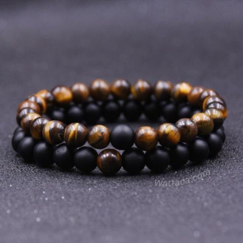 Tiger’s Eye and Black Onyx Couple Bracelet