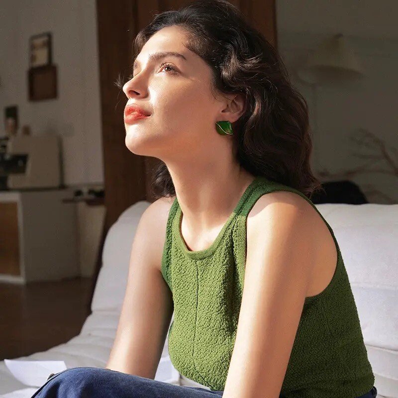 Square Green Earstuds