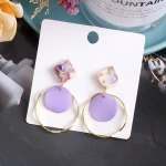 Lavender Geometric Drop Earrings