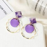 Lavender Geometric Drop Earrings