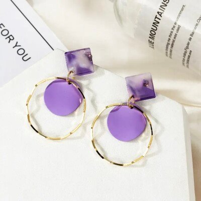 Lavender Geometric Drop Earrings