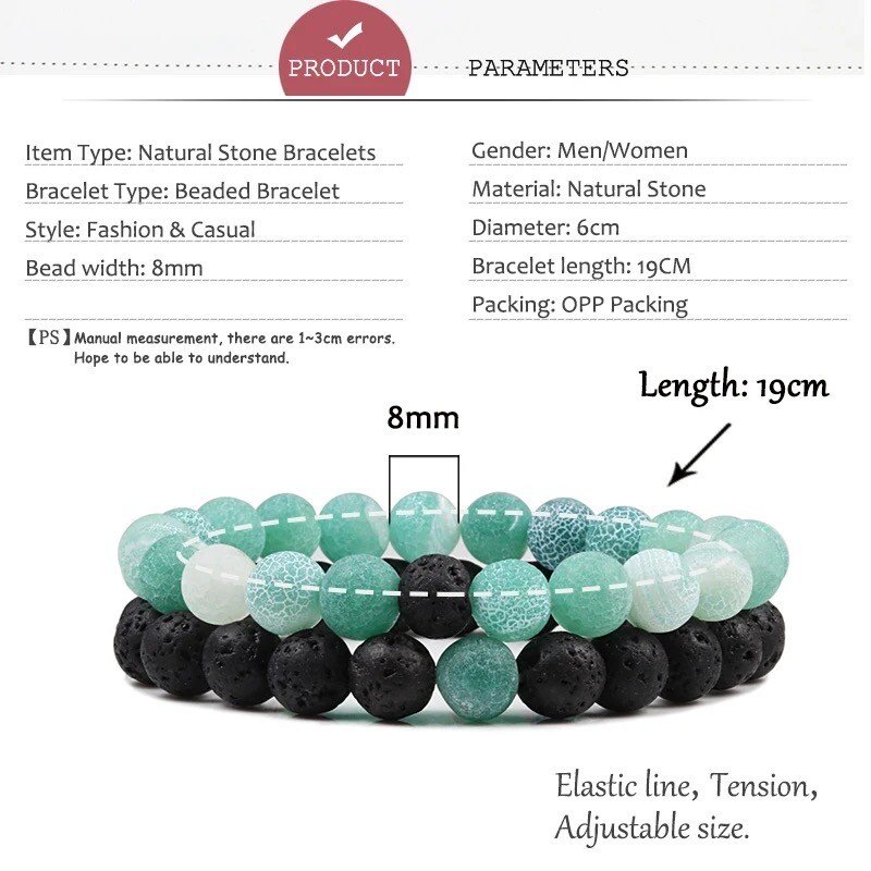 Couple Friendship Double Layer Lava Stone Bracelet