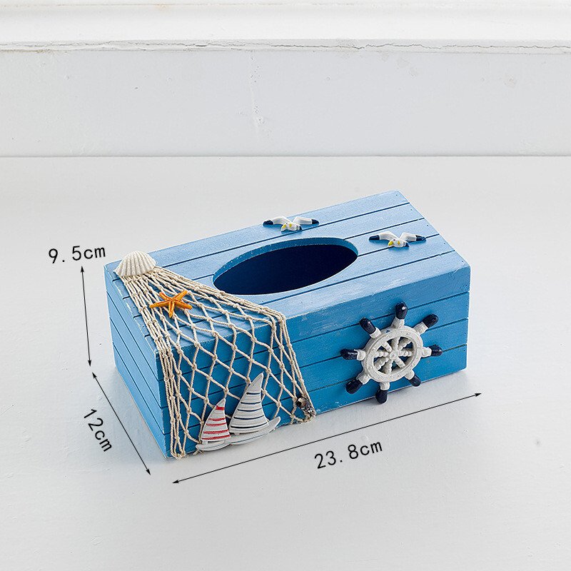 Beach Theme Wooden Tissue Box
