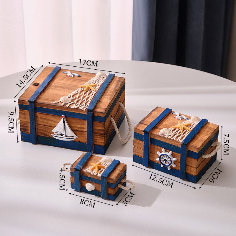 Sea Ocean Theme 3in1 Wooden Storage Box