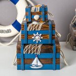 Sea Ocean Theme 3in1 Wooden Storage Box