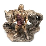 Norse God Tyr with Fenrir Statue