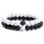 Howlite and Black Onyx Couple Bracelet