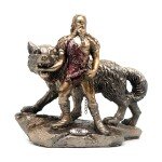 Norse God Tyr with Fenrir Statue