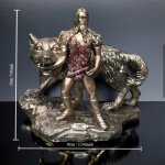 Norse God Tyr with Fenrir Statue